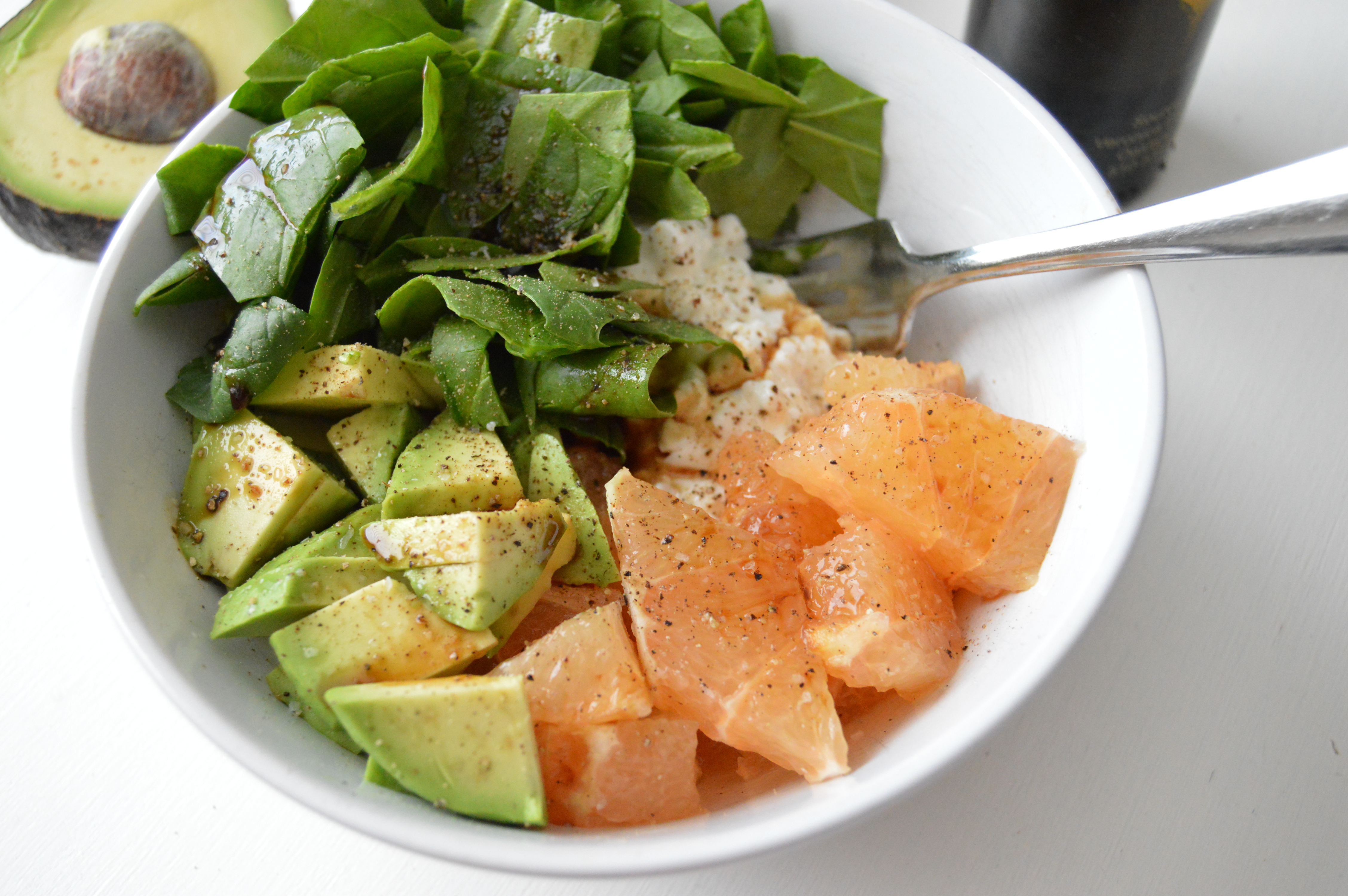 Grapefruit Avocado Cottage Cheese Snack